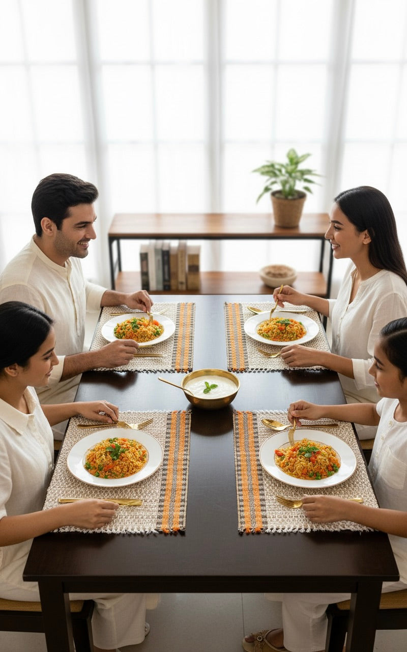 Handmade Dinning Table Mat in Beige Set Of 4 Eco Friendly Table ware hand woven Natural Grass  12 x 18 Inches