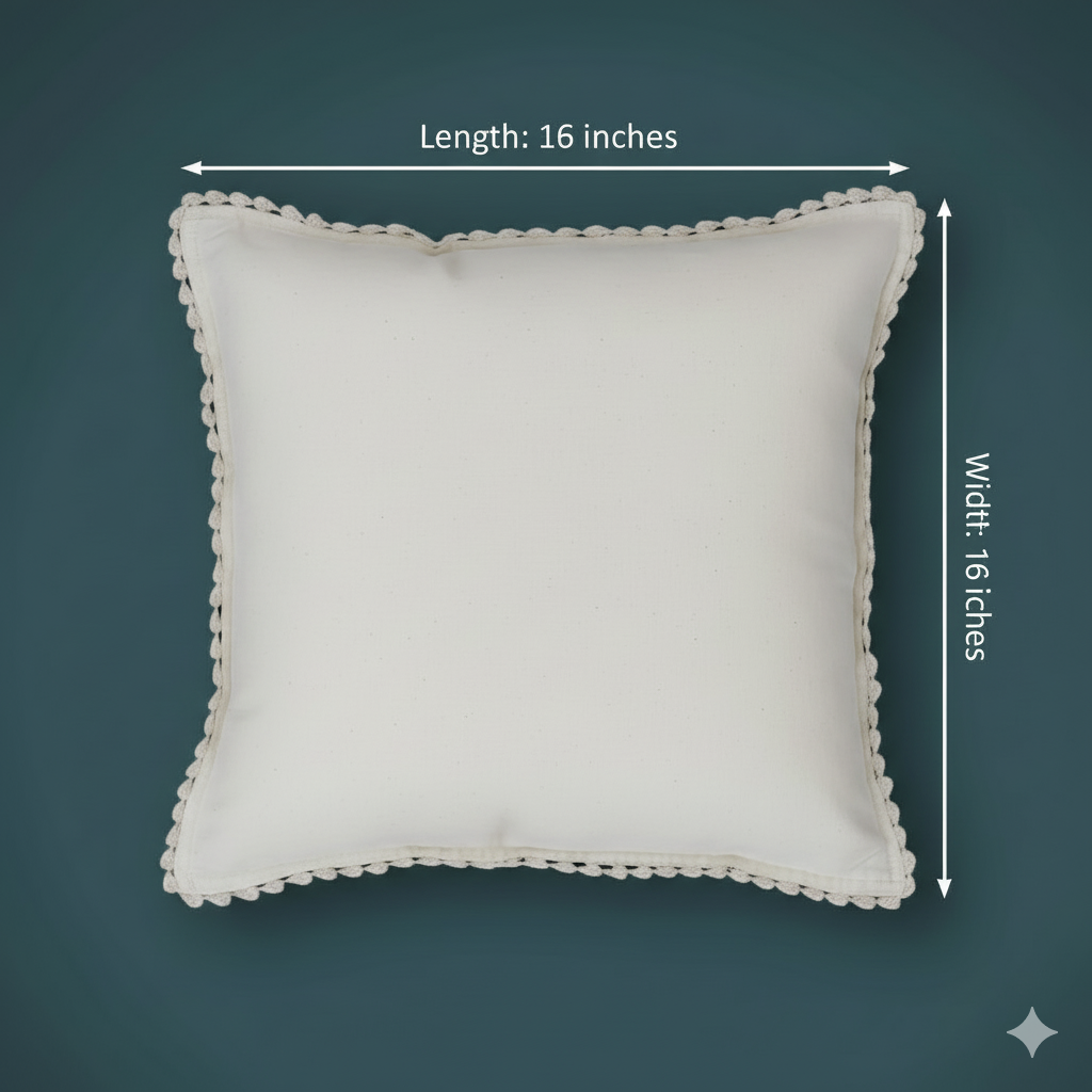 Hand woven Crochet Cushion Cover Off-White (16" x 16") - The Ultimate Neutral Texture Quantity- 1 Piece