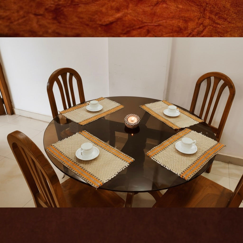 Handmade Dinning Table Mat in Beige Set Of 4 Eco Friendly Table ware hand woven Natural Grass  12 x 18 Inches
