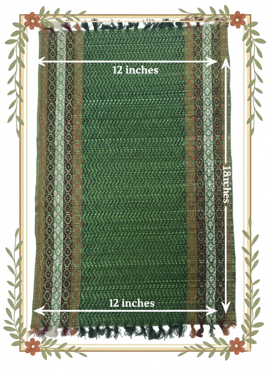 Hand Woven Dining Table Mat in Green Set of 4 Mat Size Length x width 12 x 18 inches