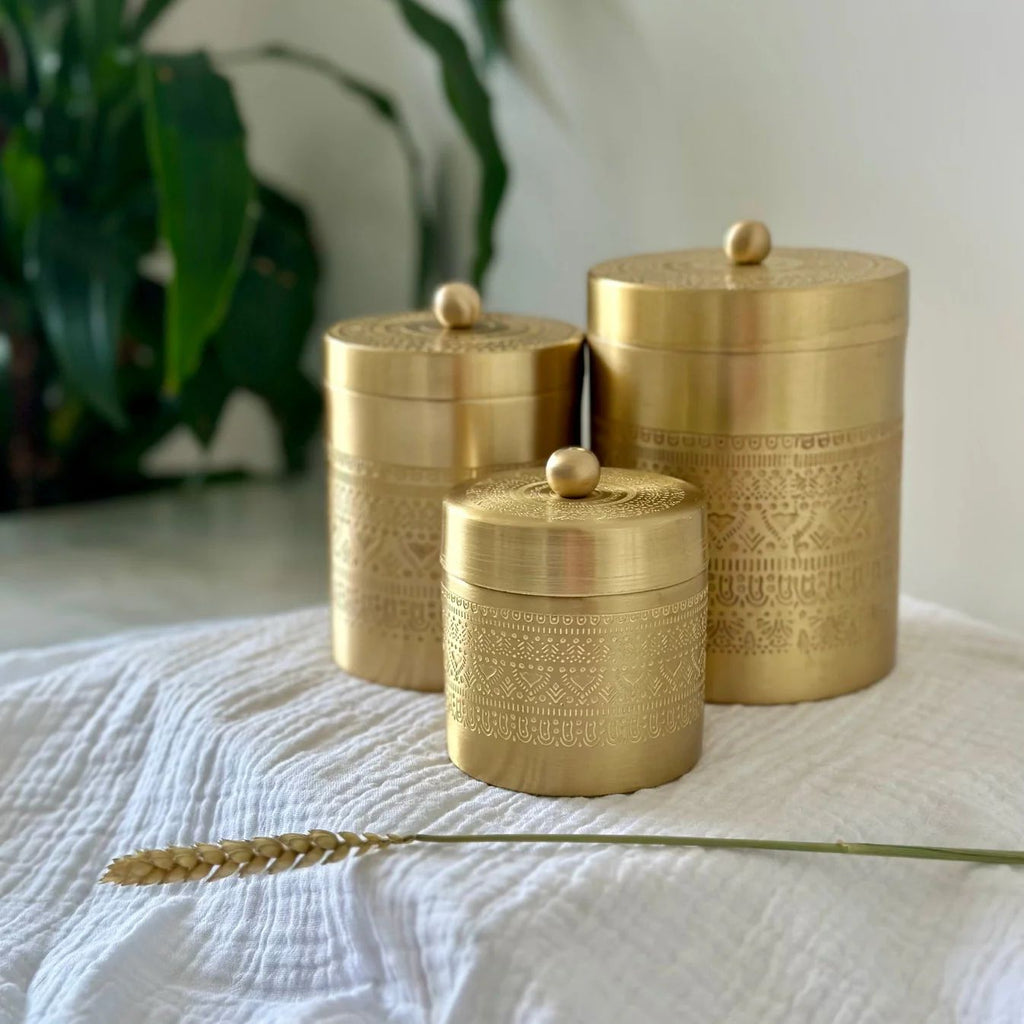 Pure Brass Storage Container or Jar For Tea Sugar Dry Fruites
