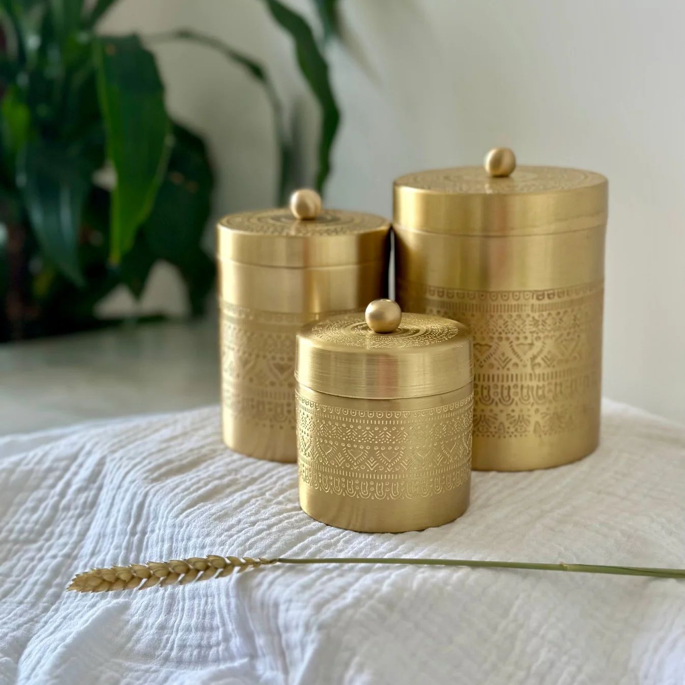 Pure Brass Storage Container or Jar For Tea Sugar Dry Fruites