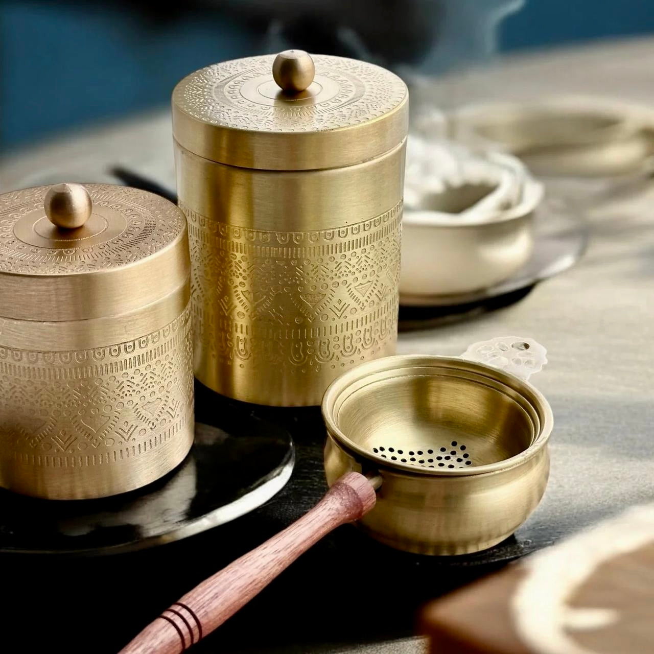 Pure Brass Storage Container or Jar For Tea Sugar Dry Fruites