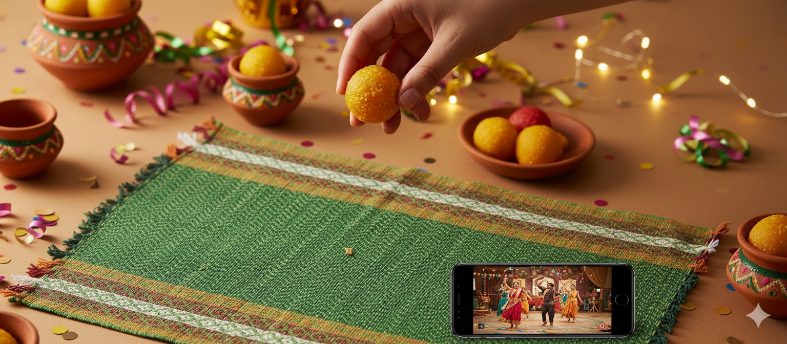 Hand Woven Dining Table Mat in Green Set of 4 Mat Size Length x width 12 x 18 inches