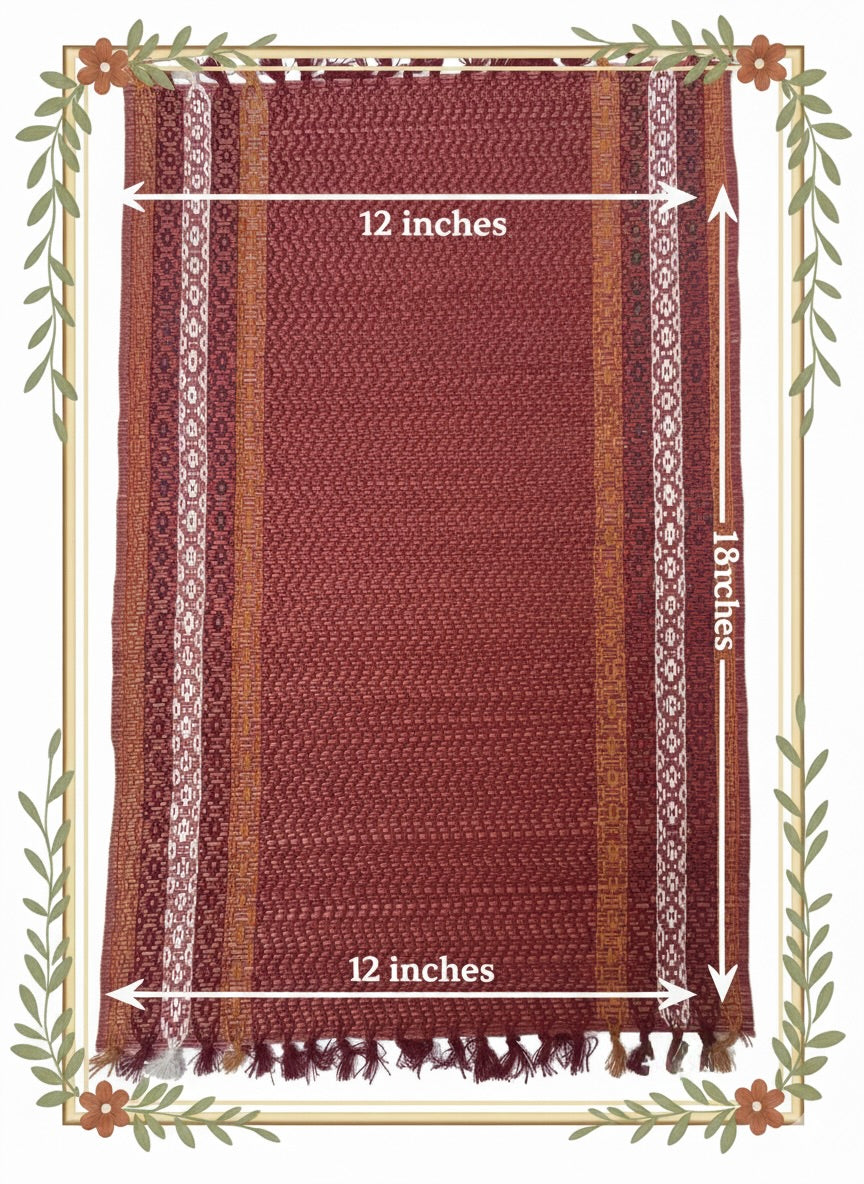 Hand Woven Dining Table Mat in Red colour Set of 4 Mat Size Length x width 12 x 18 inches