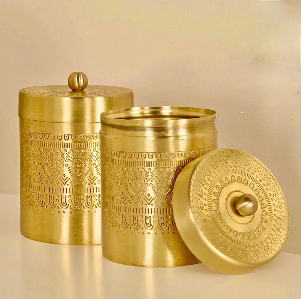 Pure Brass Storage Container or Jar For Tea Sugar Dry Fruits