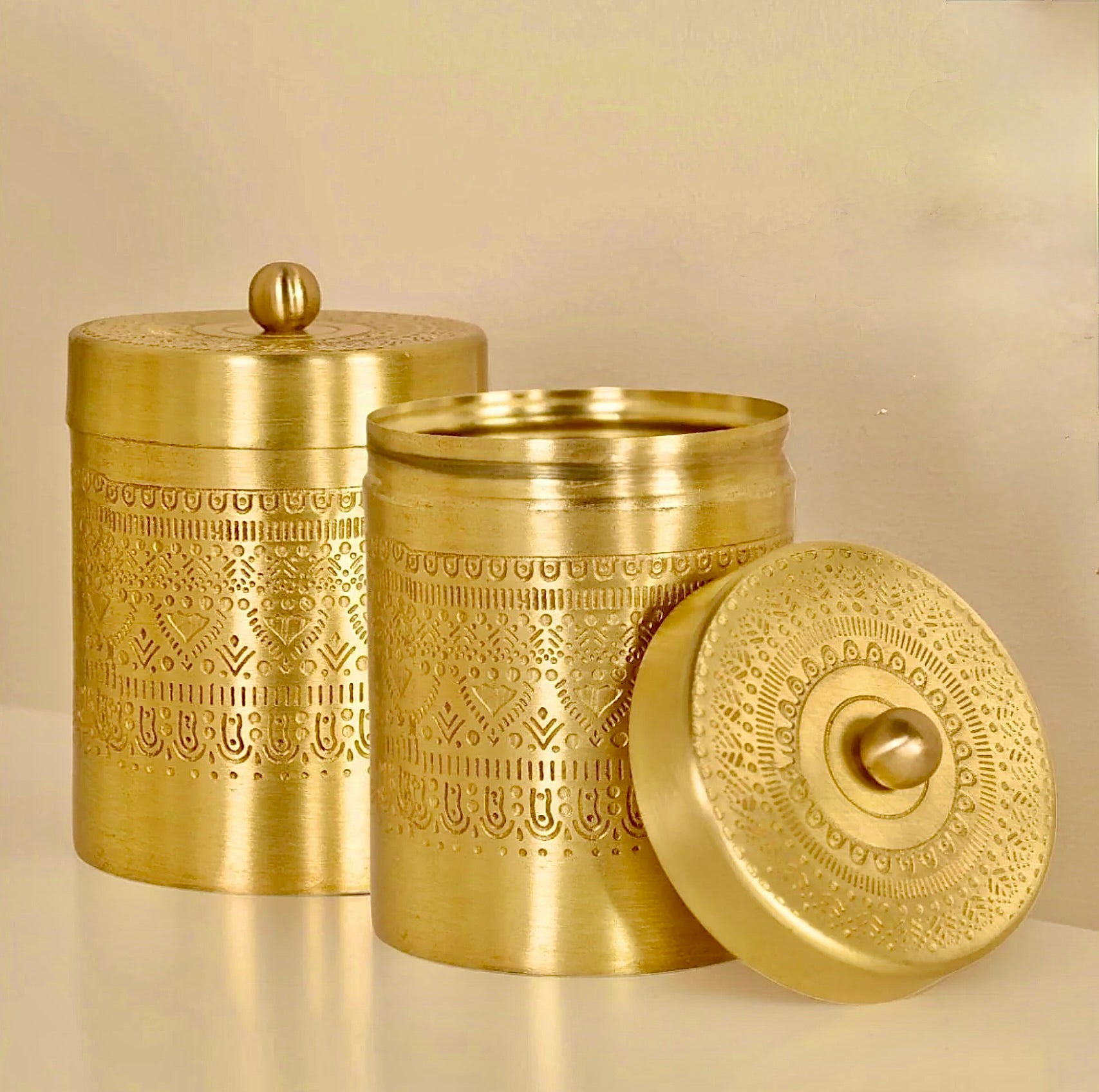 Pure Brass Storage Container or Jar For Tea Sugar Dry Fruits