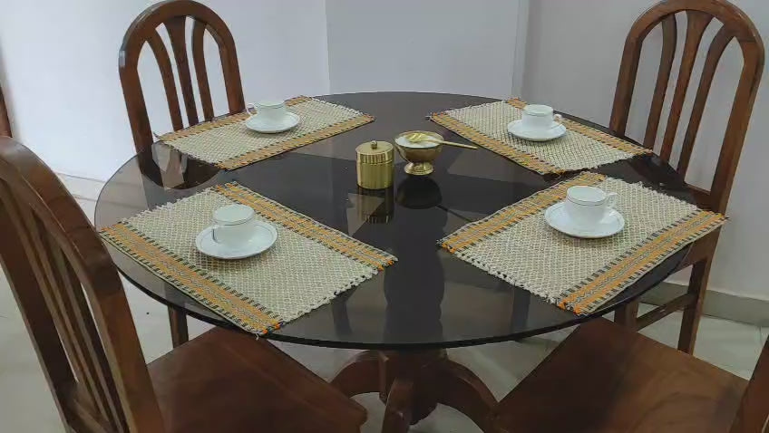 Handmade Dinning Table Mat in Beige Set Of 2 Eco Friendly Table ware hand woven Natural Grass  12 x 18 Inches